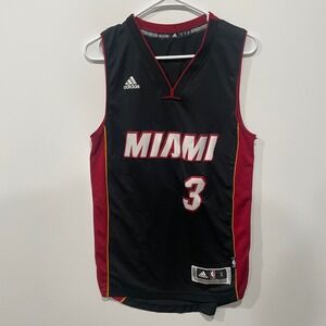 Adidas Miami Heat Dwyane Wade 3 Basketball Jersey Men's Small Black Red